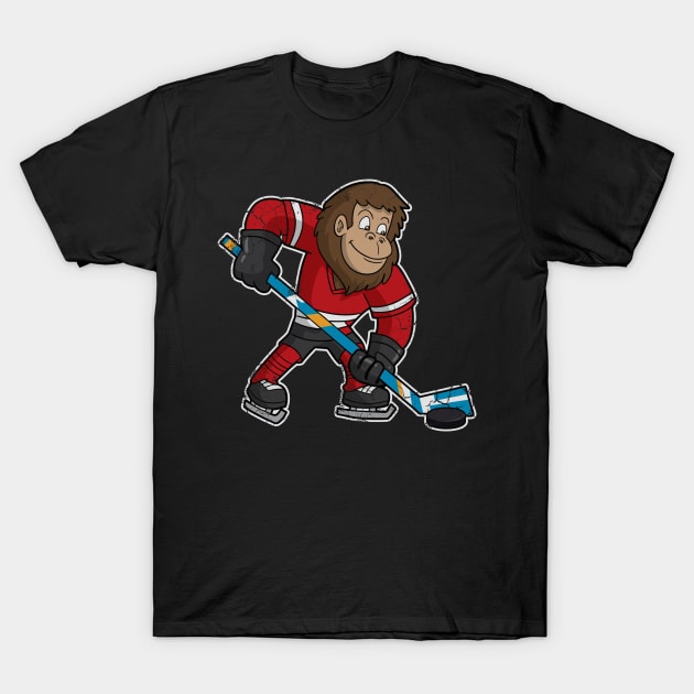 Bigfoot Squatch Hockey Player T-Shirt by E